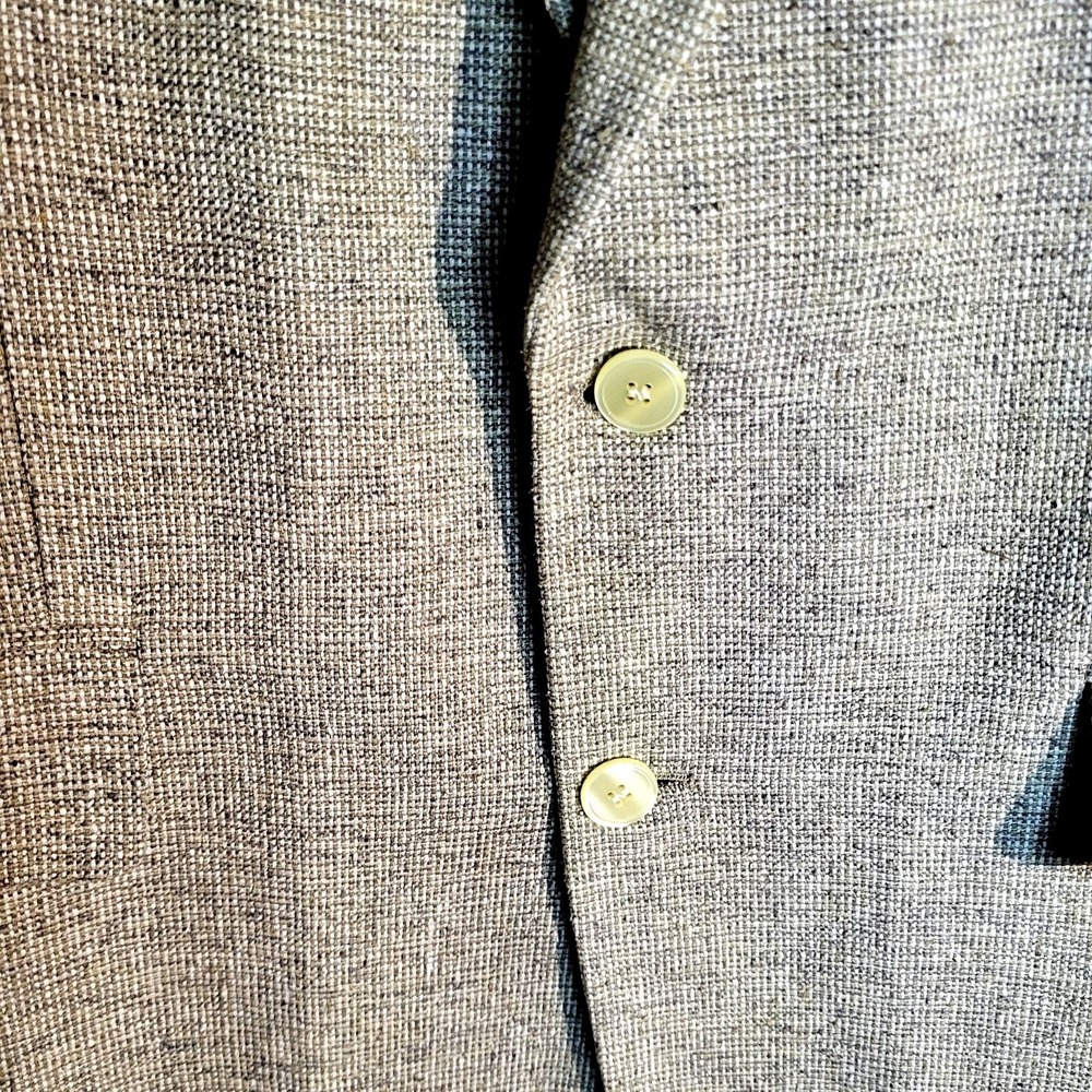 Macy's Savile Row 100% Silk Heathered Tweed Blazer Men's 40R Sand Beige 2 Button - Picture 5 of 16